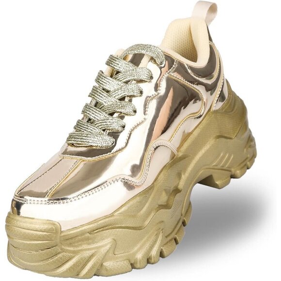 Niluber Walking Shoes Women Size (6-11) Gold Hologram Thermoplastic Polyurethane - Picture 1 of 7